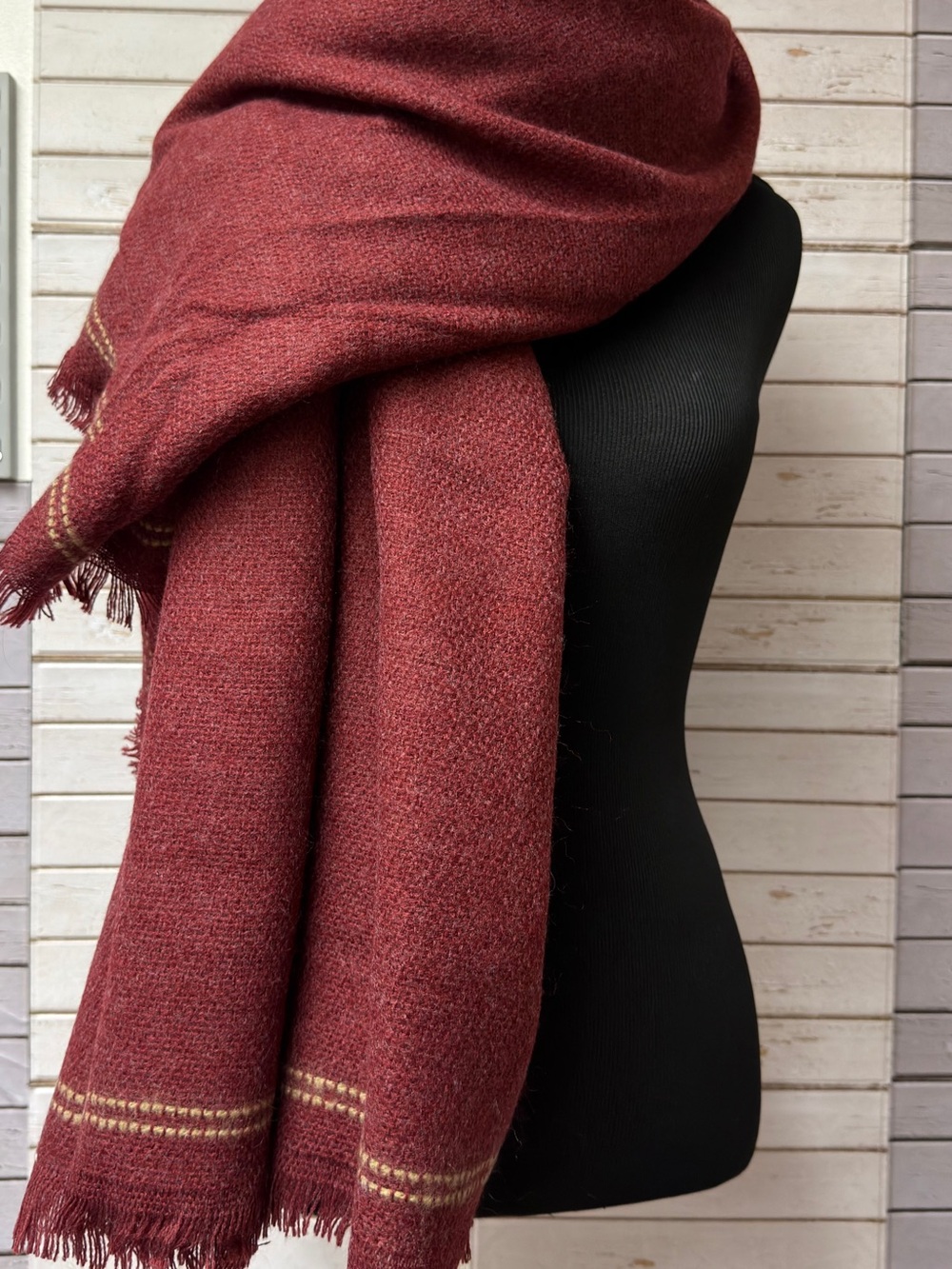 Luxurious Rust Red Fringe Women's Wrap Scarf